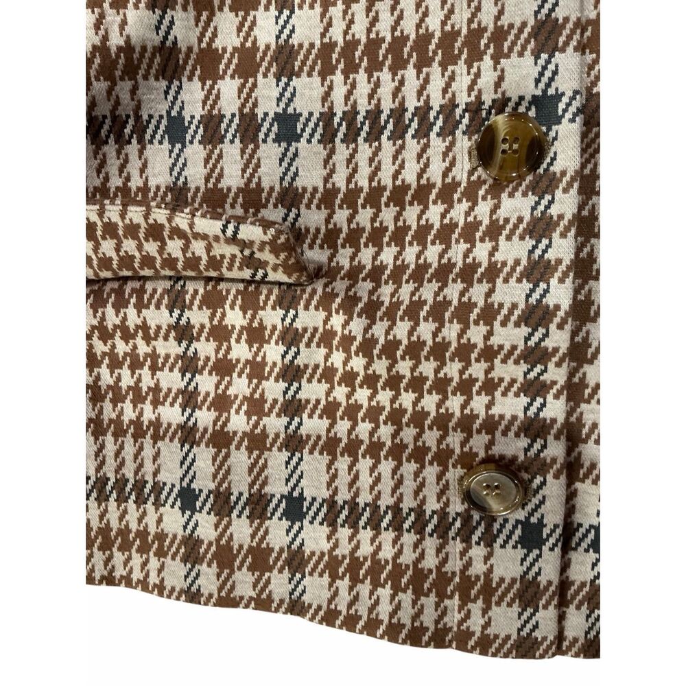 Brand New Amanda & Chelsea Glen Plaid Ponte Crop Blazer in Camel Multi Women's L